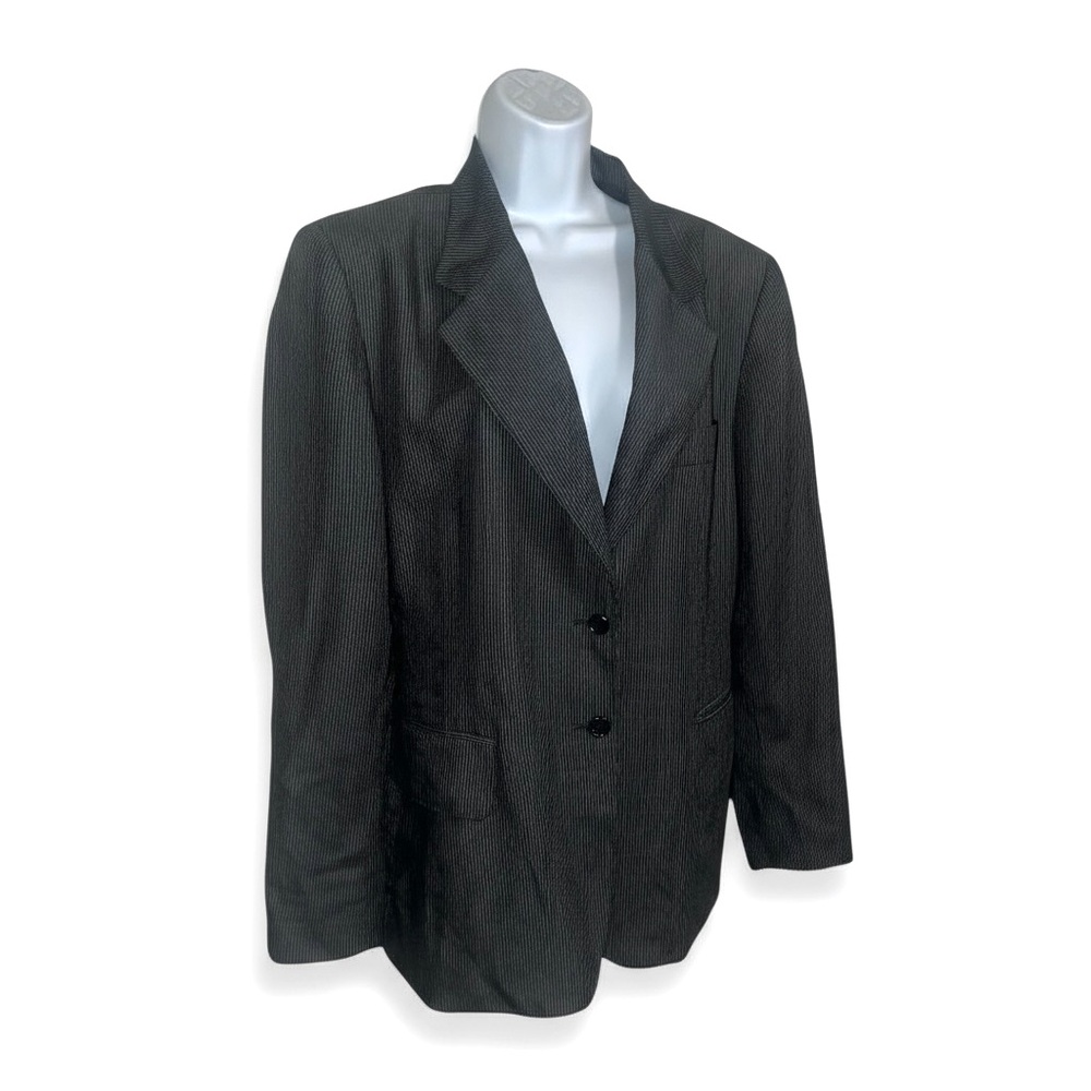 Vintage DKNY Donna Karan Charcoal Gray pinstripe Blazer SZ 14